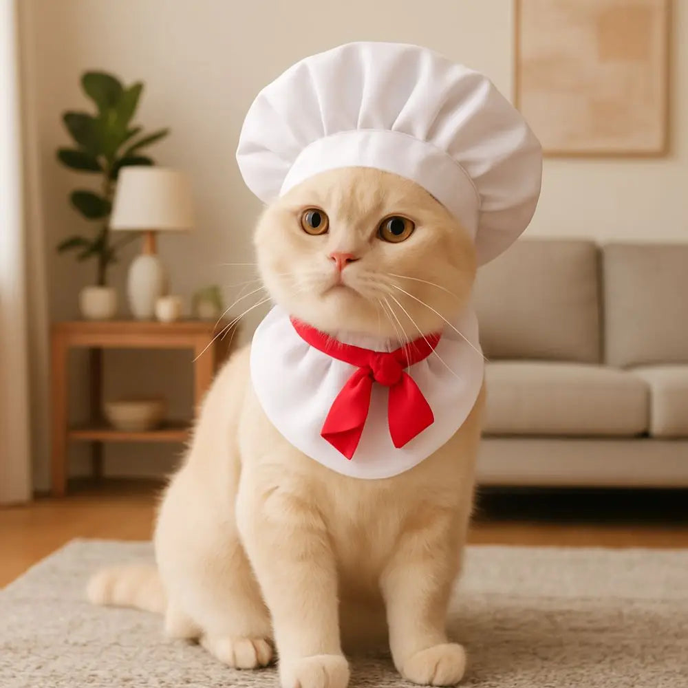 Pet Accessories Cute Pet Cooking King Hat Adjustable Stylish Chef Hat Set Comfortable Cat Cosplay Hat Pet Events