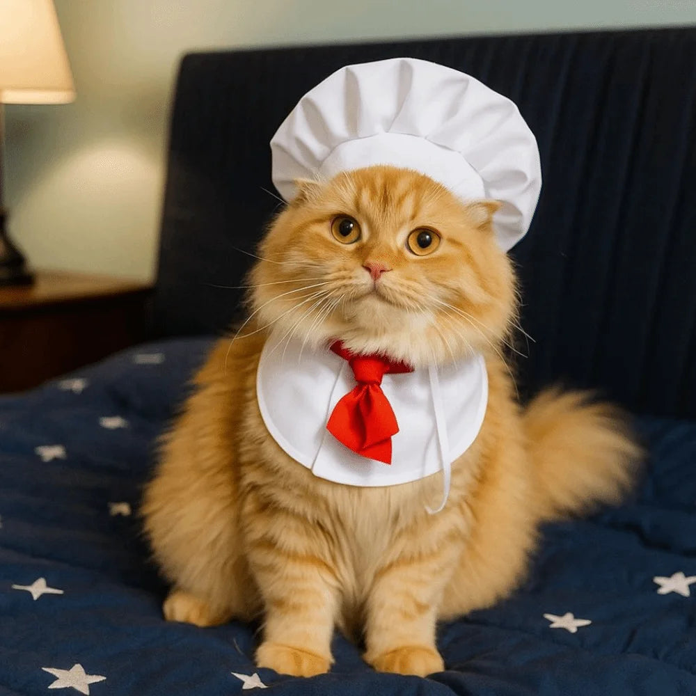 Pet Accessories Cute Pet Cooking King Hat Adjustable Stylish Chef Hat Set Comfortable Cat Cosplay Hat Pet Events