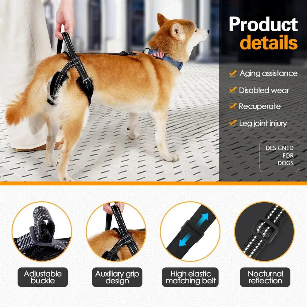 Dog Sling For Back Legs Comfortable Hip Support Harness With Reflective Strips Sturdy Handle Vest Harnesses Dog Lift Harness For