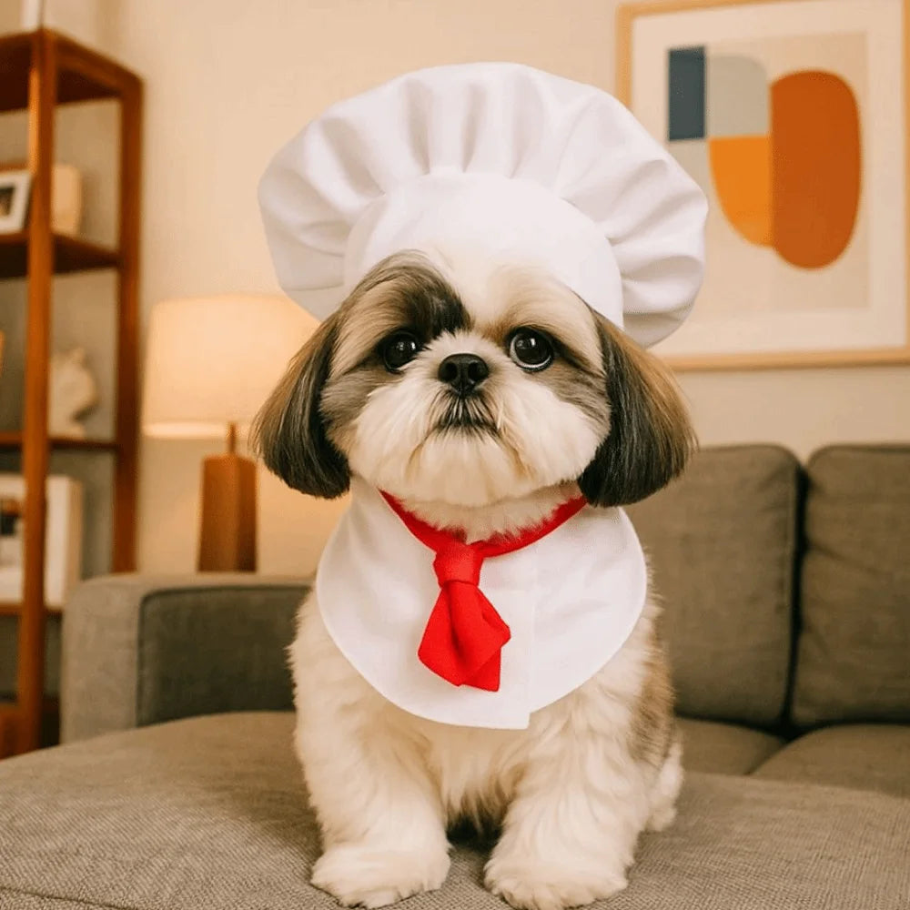 Pet Accessories Cute Pet Cooking King Hat Adjustable Stylish Chef Hat Set Comfortable Cat Cosplay Hat Pet Events